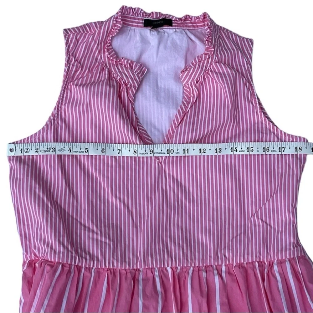 J. Crew Women's Sleeveless Tiered Popover Dress Mixed Stripe Pink Small Preppy